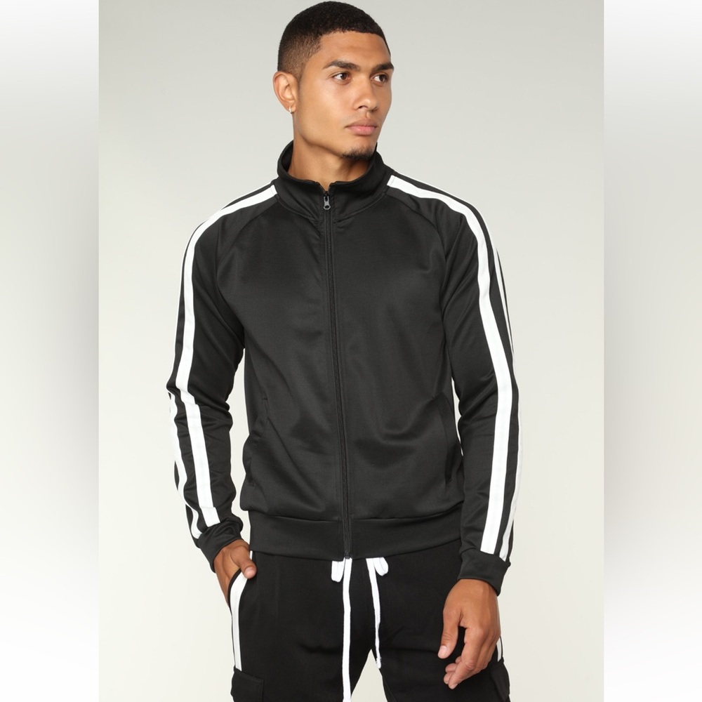 Fashion Nova Black and White Zip-Up Jacket
